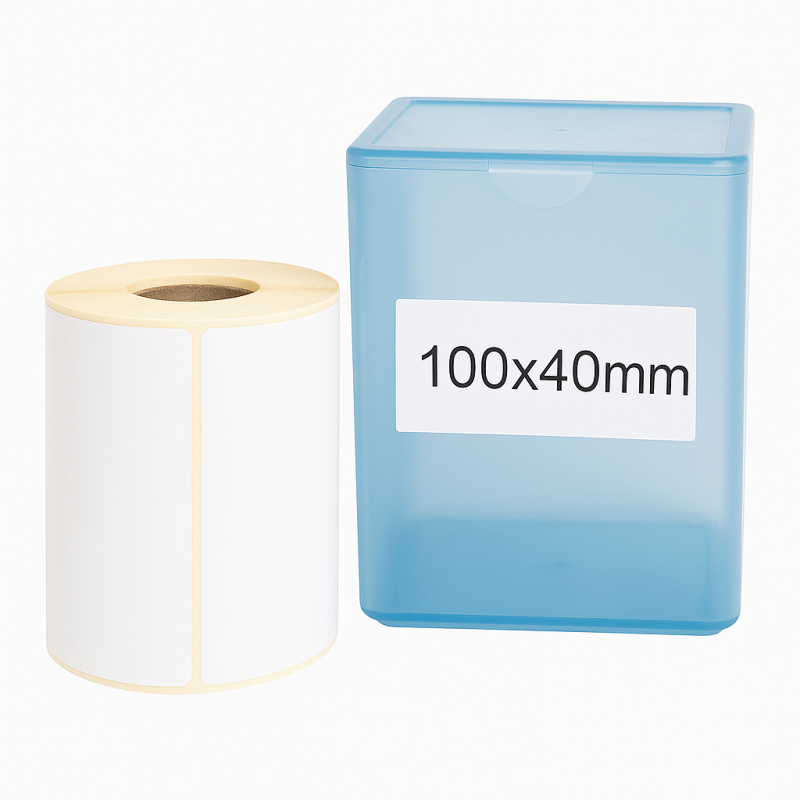 Termoetikety 100x40 mm bilé, návin 1000ks, dutinka kotoučku 40mm