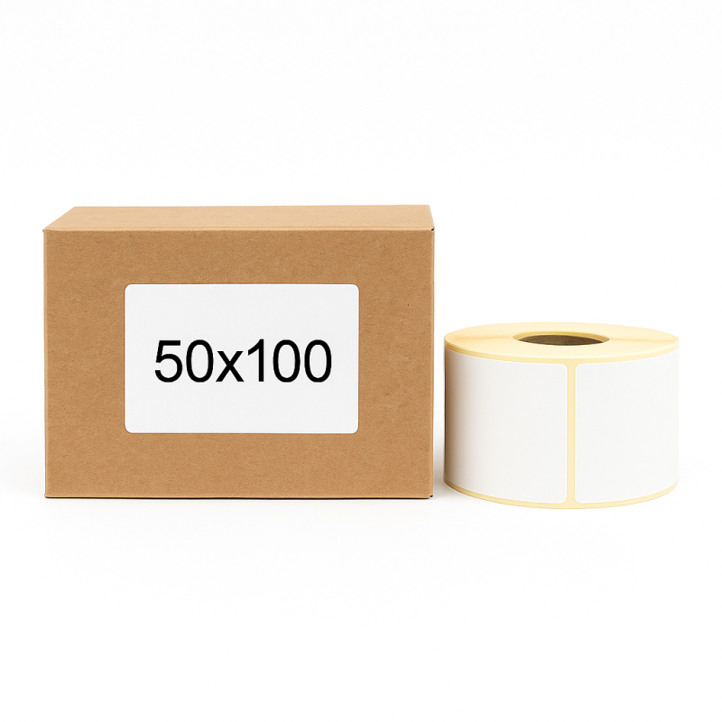 Termoetikety 50x100 mm bilé, návin 500ks, dutinka kotoučku 40mm