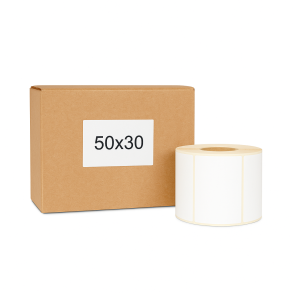 Termoetikety 50x30 mm bilé, návin 2000ks, dutinka kotoučku 25mm
