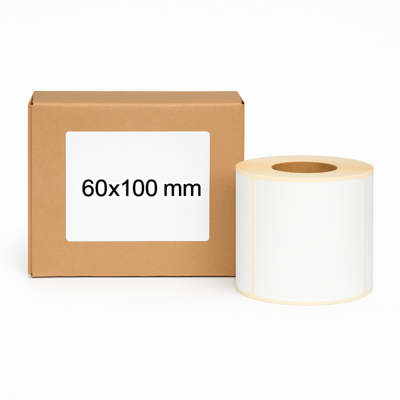 Termoetikety 60x100 mm bilé, návin 500ks, dutinka kotoučku 40mm