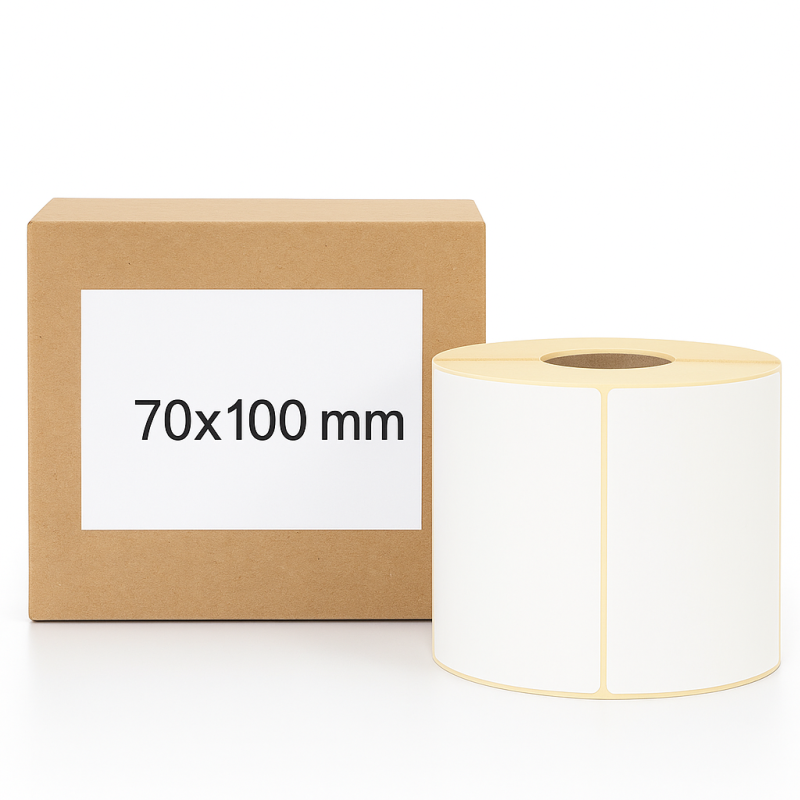 Termoetikety 70x100 mm bilé, návin 500ks, dutinka kotoučku 40mm