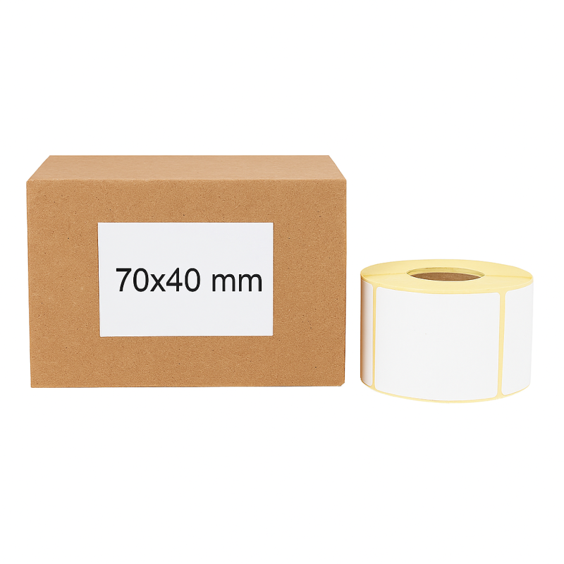 Termoetikety 70x40 mm bilé, návin 1000ks, dutinka kotoučku 40mm