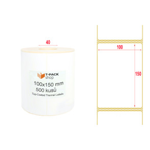 Termoetiketa TOP 100x150 mm povlakovaná s perforací 500 ks dutinka 25 mm