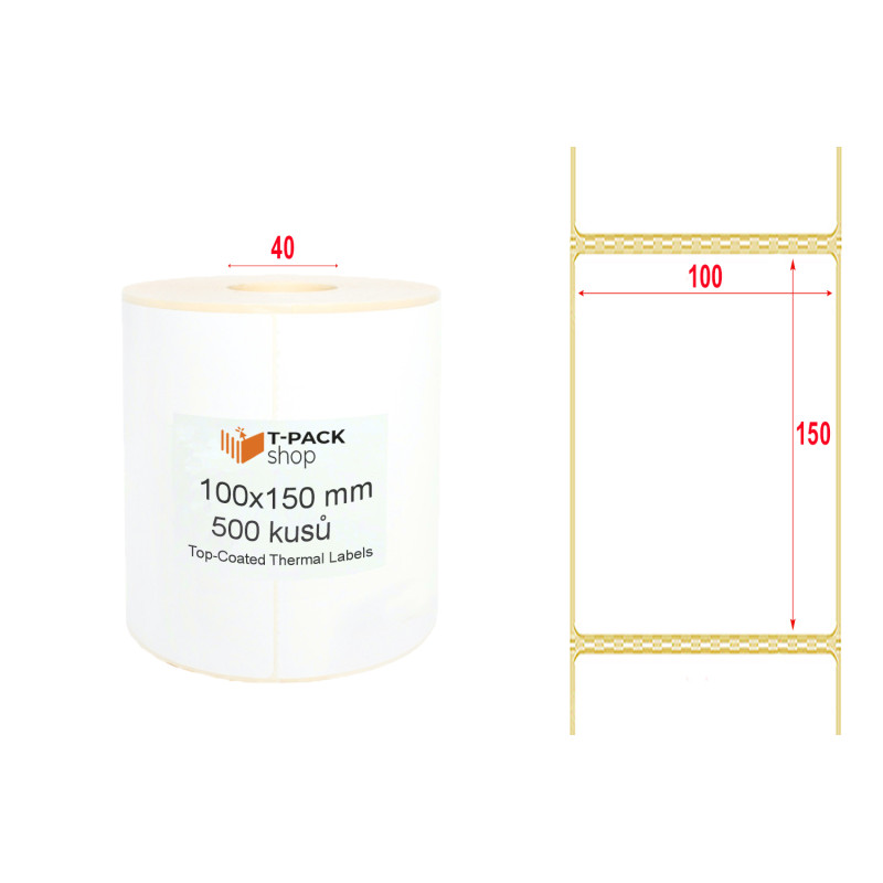 Termoetiketa TOP 100x150 mm povlakovaná s perforací 500 ks dutinka 25 mm