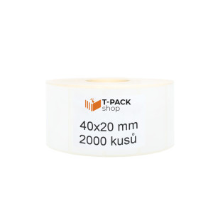 Termoetikety 40x20 mm bilé, návin 2000ks, dutinka kotoučku 40mm