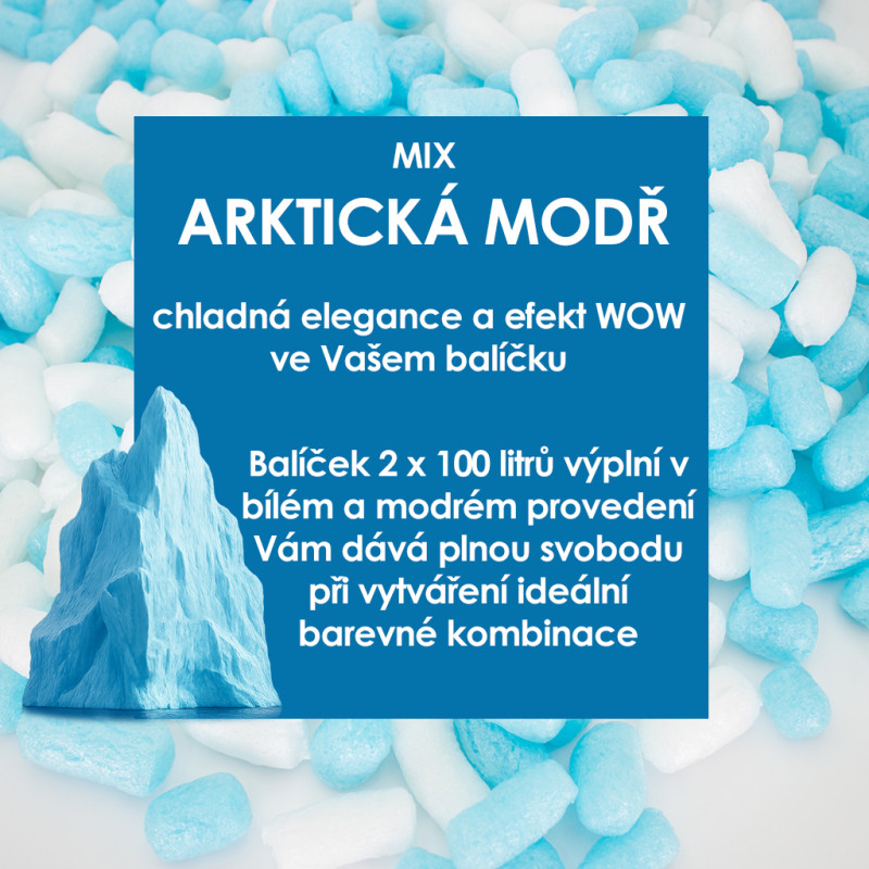 Fixační výplňová tělíska Pack Chips BIO, 200 litrů, v krabici - Arktická Modř