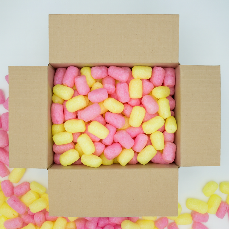 Fixační výplňová tělíska Pack Chips BIO, 200 litrů, v krabici - Malinová limonáda