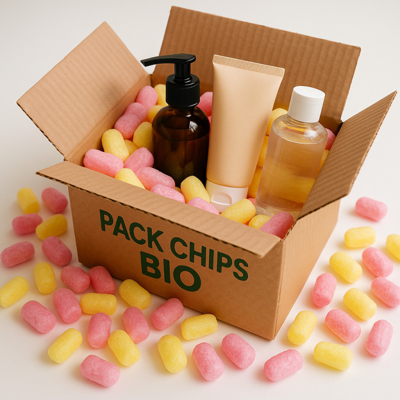 Fixační výplňová tělíska Pack Chips BIO, 200 litrů, v krabici - Malinová limonáda