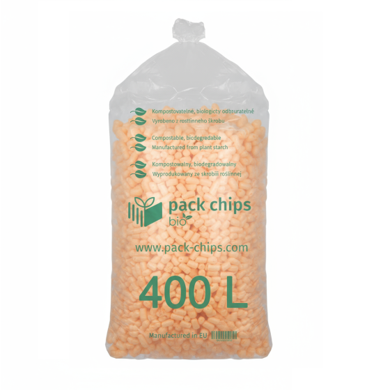 Fixační výplňová tělíska Pack Chips BIO, 400 litrů, Oranžová