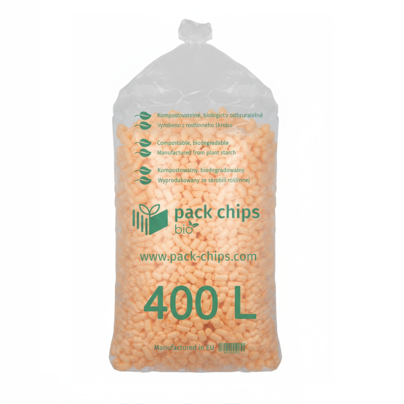 Fixační výplňová tělíska Pack Chips BIO, 400 litrů, Oranžová