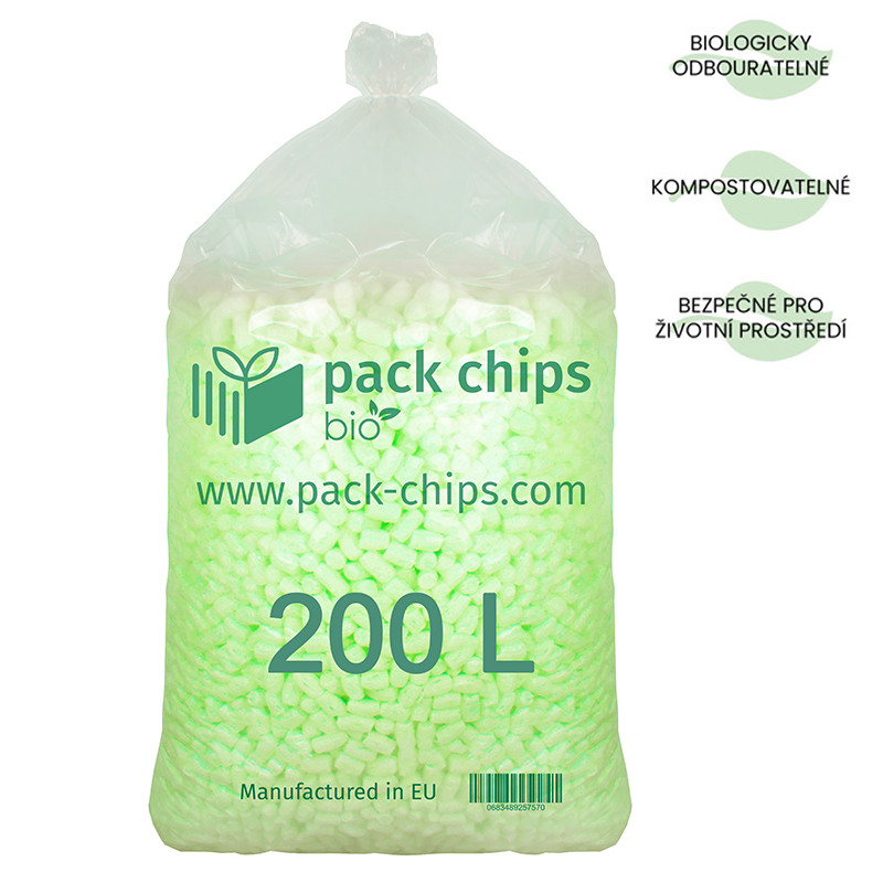 Fixační výplňová tělíska Pack Chips BIO, 200 litrů, zelená