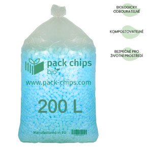 Fixační výplňová tělíska Pack Chips BIO, 200 litrů, modrá