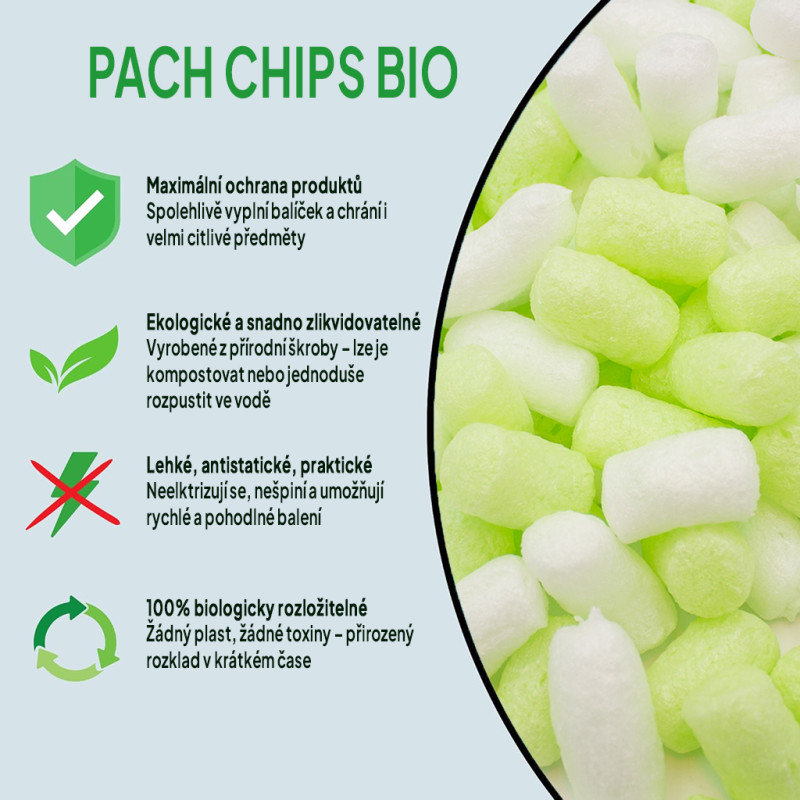 Fixační výplňová tělíska Chips BIO, 200 litrů, v krabici - Pistáciová zmrzlina