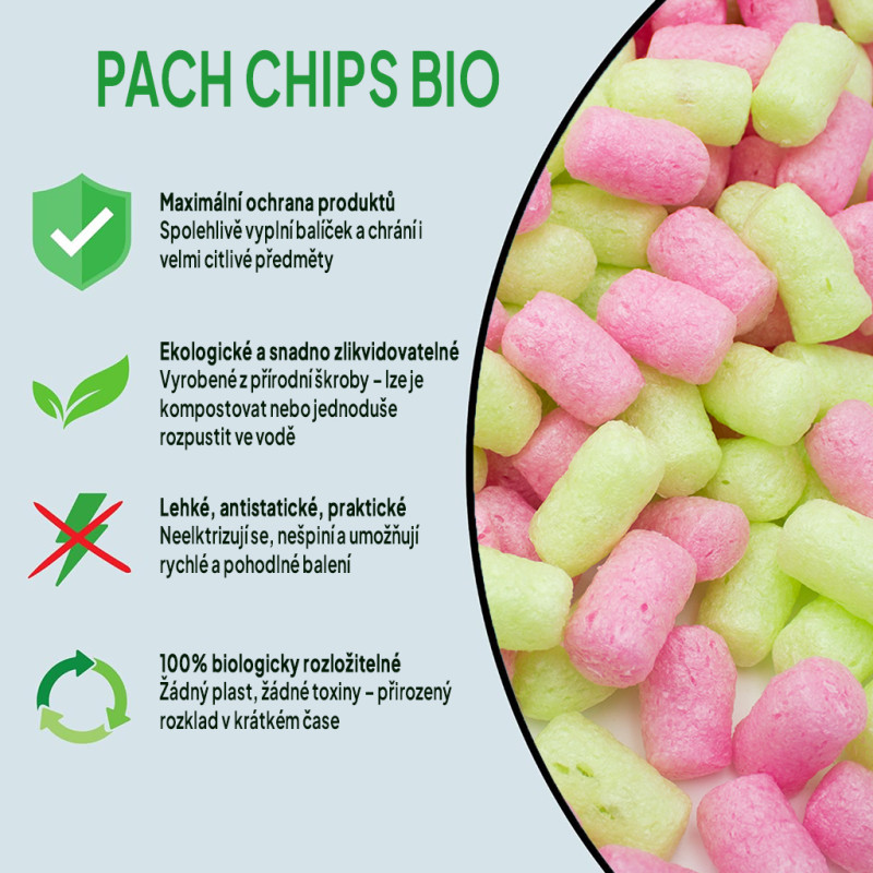 Fixační výplňová tělíska Pack Chips BIO, 200 litrů, v krabici - Šťavnatý meloun