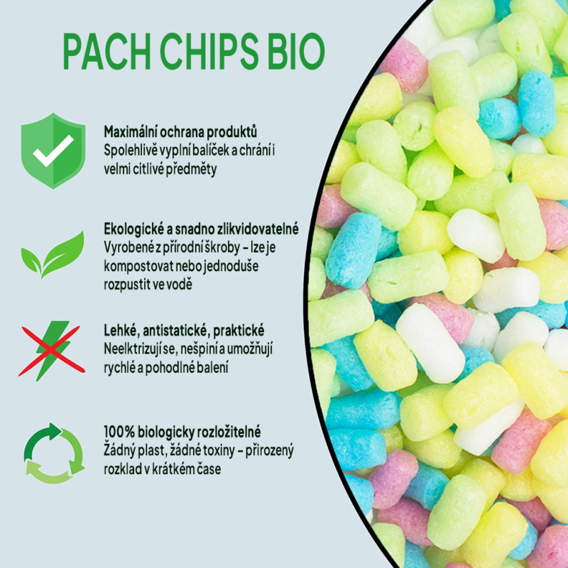 Fixační výplňová tělíska Pack Chips BIO, 500 litrů, v krabici - Tutti Frutti