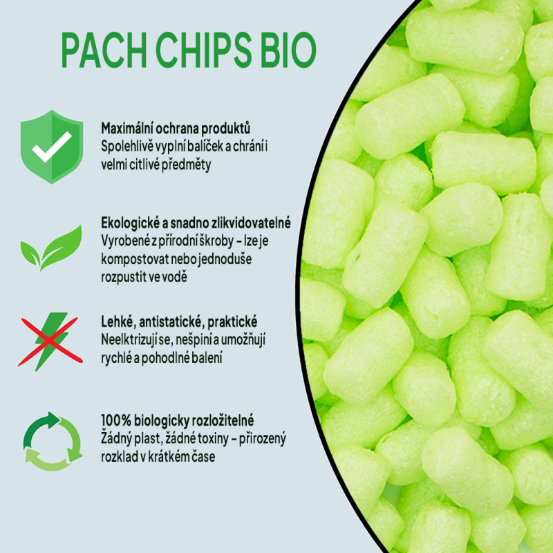 Fixační výplňová tělíska Pack Chips BIO, 100 litrů, zelená