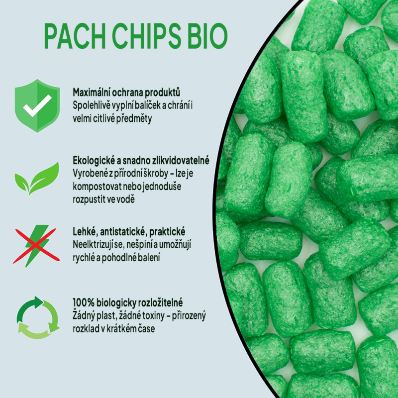 Fixační výplňová tělíska Pack Chips BIO, 100 litrů, Lesní Zeleň