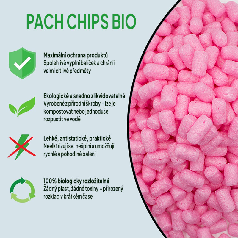 Fixační výplňová tělíska Pack Chips BIO, 400 litrů, Růžová