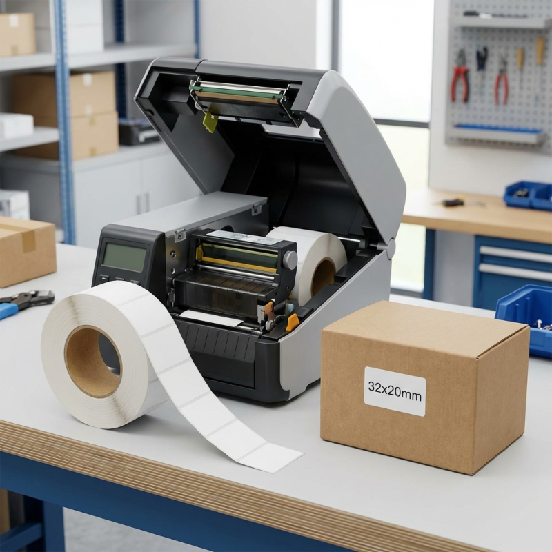 Termoetikety 32x20 mm bilé, návin 2000ks, dutinka kotoučku 40mm