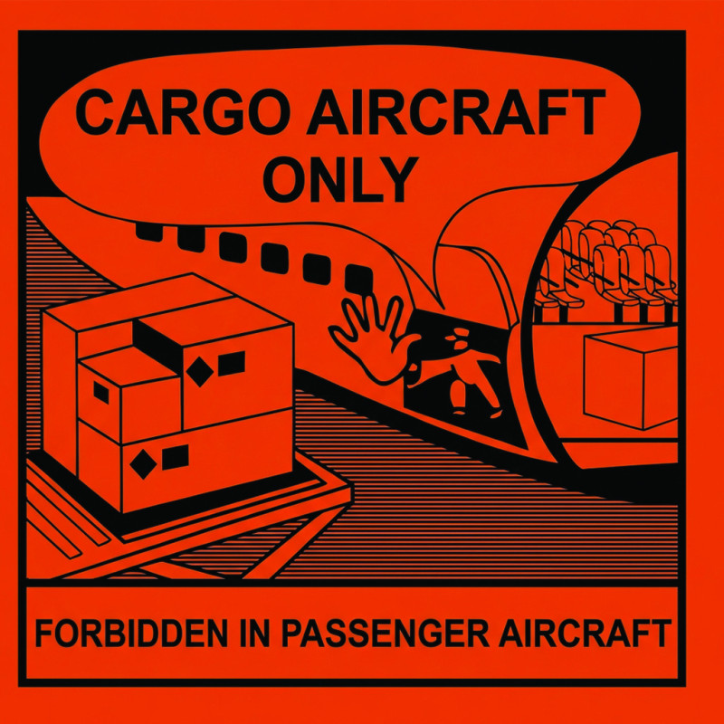 Výstražné etikety PP s nápisem "Cargo Aircraft Only", 125×110 mm – 500 ks, oranžové
