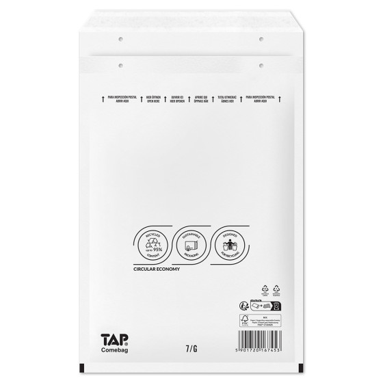 Bublinková obálka bílá, G17 250x350 mm, balení 100 ks EKO TAP Comebag®