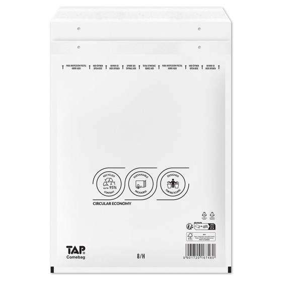 Bublinková obálka bílá, H18 290x370 mm, balení 100 ks EKO TAP Comebag®