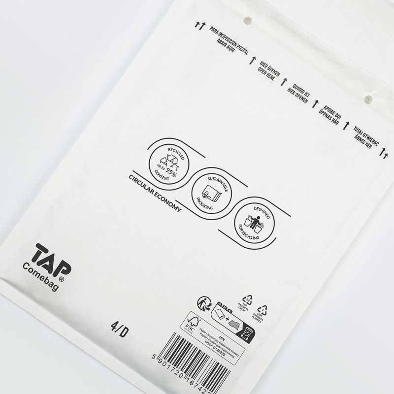 Bublinková obálka bílá, D14 200x275 mm, balení 100 ks EKO TAP Comebag®