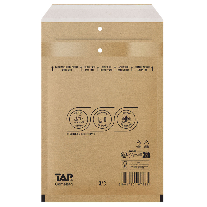 Bublinková obálka hnědá, C13 170x225 mm, balení 100 ks EKO TAP Comebag®