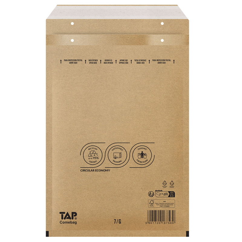 Bublinková obálka hnědá, G17 250x350 mm, balení 100 ks EKO TAP Comebag®