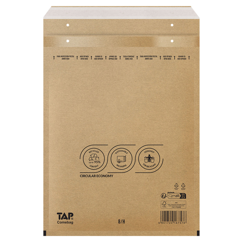 Bublinková obálka hnědá, H18 290x370 mm, balení 100 ks EKO TAP Comebag®