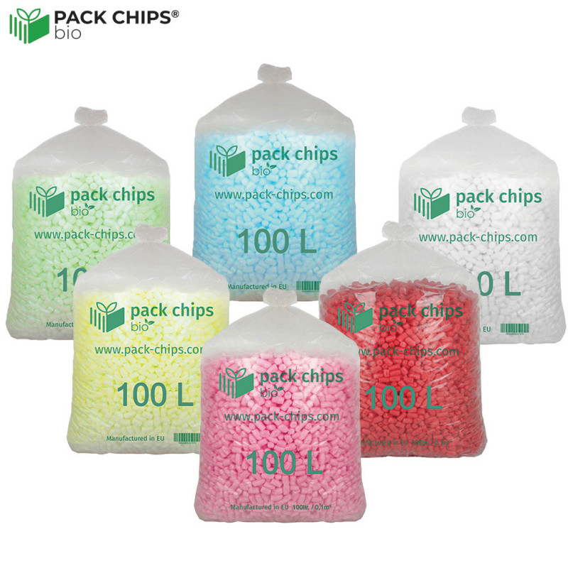 Fixační výplňová tělíska Pack Chips BIO, 100 litrů, modrá
