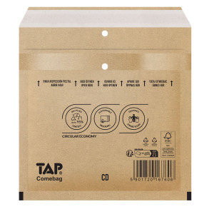 Bublinková obálka hnědá, CD 200x175 mm, balení 100 ks EKO TAP Comebag®