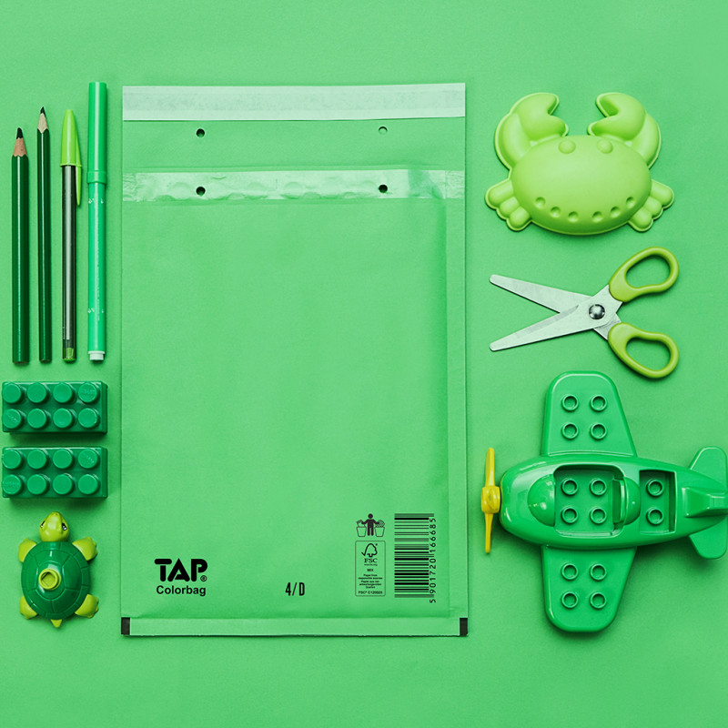 Bublinková obálka zelená, G17 250x350 mm, balení 100 ks EKO TAP Comebag®