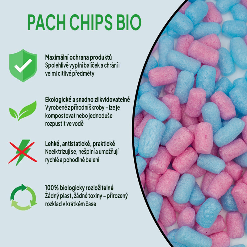 Fixační výplňová tělíska Pack Chips BIO, 200 litrů, v krabici - Bubble Gum