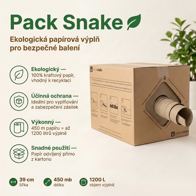 Papírová fixační výplň Pack Snake šíře 390 mm, délka 450 m