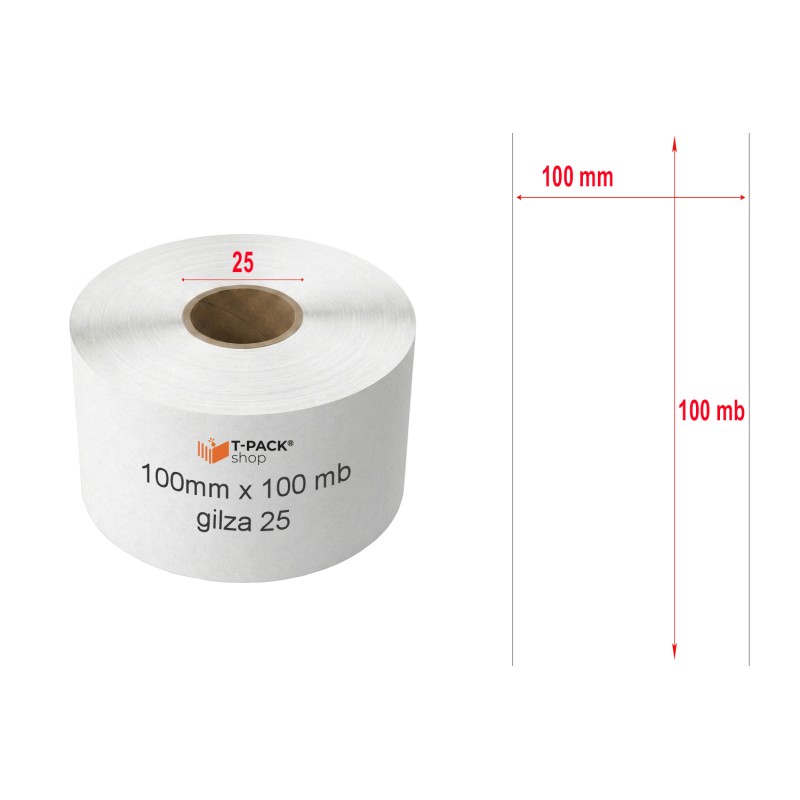 Nekonečný pás samolepící Linerless, 100mmx100m, bílý termo top papír