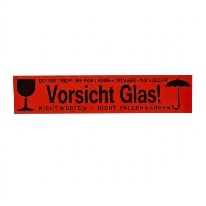 Výstražná balicí páska VORSICHT GLAS červená akryl 48 mm × 66 m