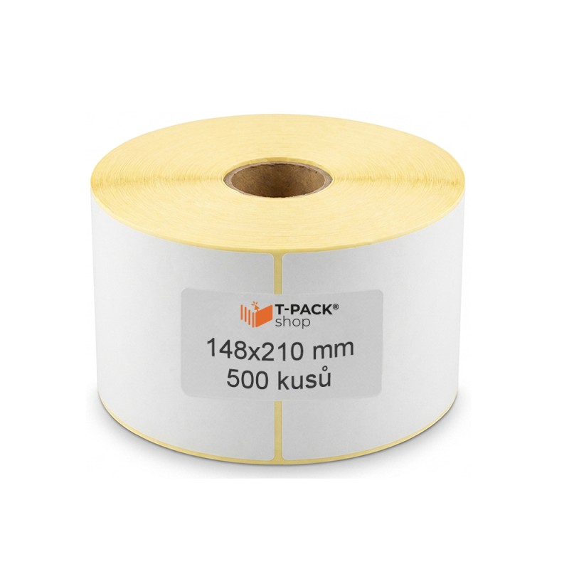 Termální etikety A5 148×210 mm – 500 ks | Dutinka 76 mm | Perforace | Průmyslové tiskárny