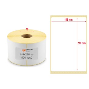 Termální etikety A5 148×210 mm – 500 ks | Dutinka 76 mm | Perforace | Průmyslové tiskárny