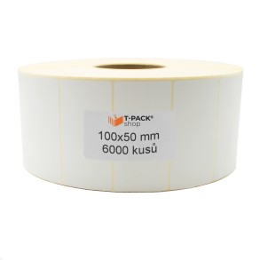 Termoetikety na kotouči 100x50 mm bílé, 6000 etiket, Dutinka 76 mm