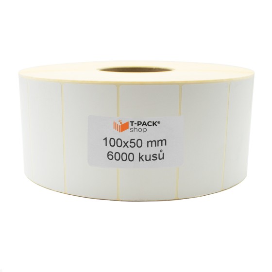 Termoetikety na kotouči 100x50 mm bílé, 6000 etiket, Dutinka 76 mm
