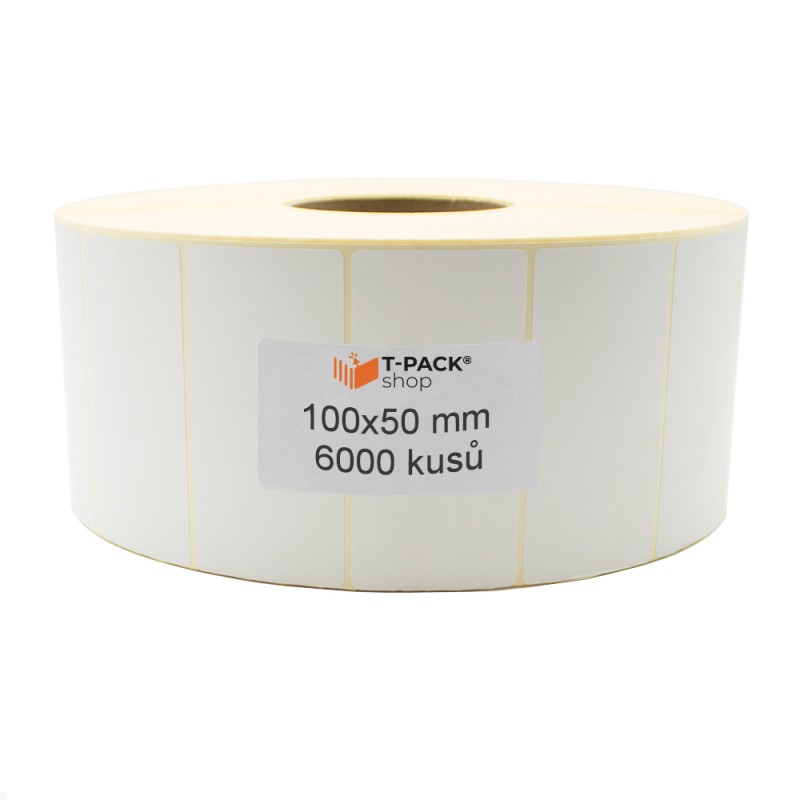 Termoetikety na kotouči 100x50 mm bílé, 6000 etiket, Dutinka 76 mm