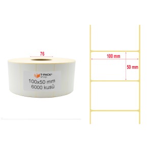 Termoetikety na kotouči 100x50 mm bílé, 6000 etiket, Dutinka 76 mm