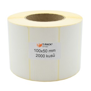 Termoetikety na kotouči 100x50 mm bílé, 2000 etiket, Dutinka 76 mm