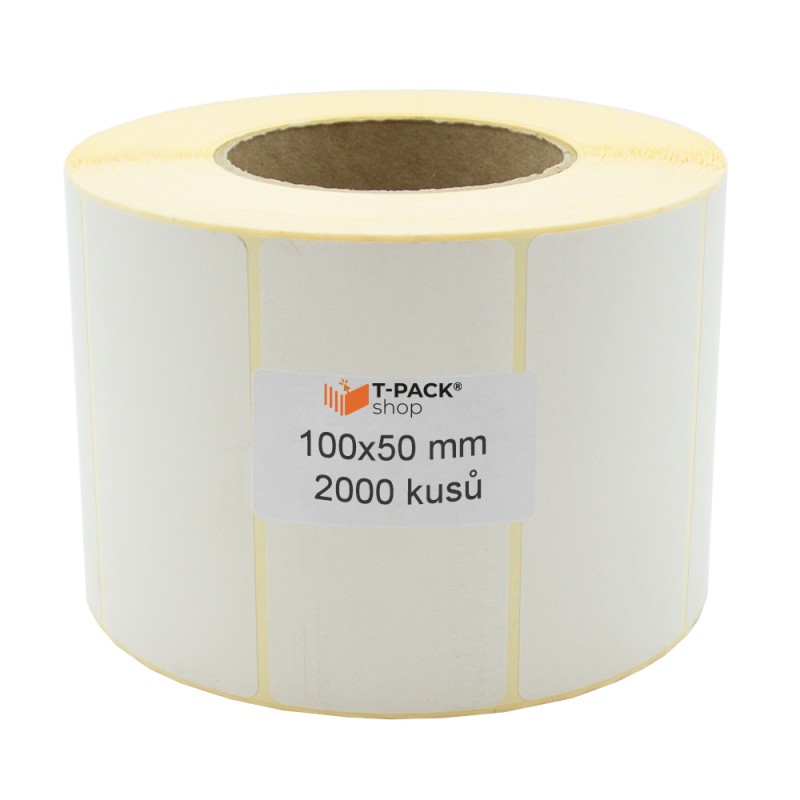 Termoetikety na kotouči 100x50 mm bílé, 2000 etiket, Dutinka 76 mm