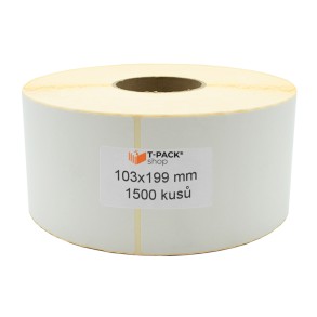 Termoetikety 103x199 mm bílé – 1500 ks, dutinka 76 mm