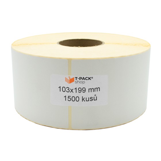 Termoetikety 103x199 mm bílé – 1500 ks, dutinka 76 mm