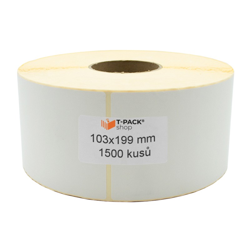 Termoetikety 103x199 mm bílé – 1500 ks, dutinka 76 mm