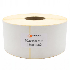 Termoetikety 103x199 mm bílé – 1500 ks, dutinka 76 mm