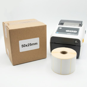 Termální etikety 50×25 mm, 1300 ks., Dutinka 19 mm Bílé